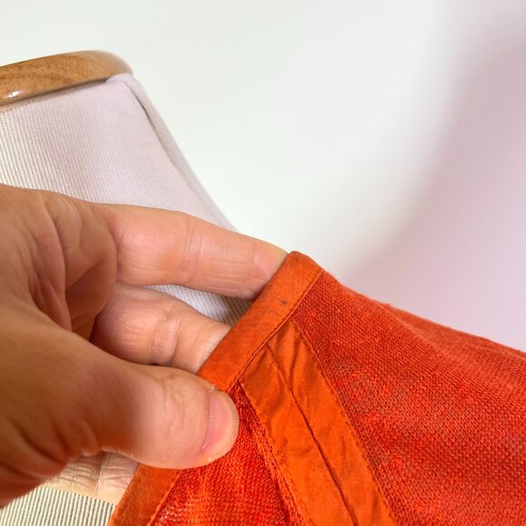 Lafayette 148 Size M Thin Knit Cardigan Orange Linen Blend - Picture 5 of 16
